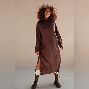 Free People Sweater midi dress in charred eggplant size M